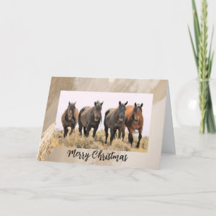 Joyeux Noël Cheval sauvage Carte de vacances