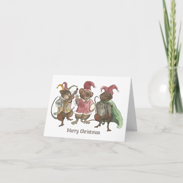Joyeux Noël Clown Mice Carte de vacances (Devant)