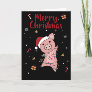 Joyeux Noël Cochon Animaux Carte de Vœux