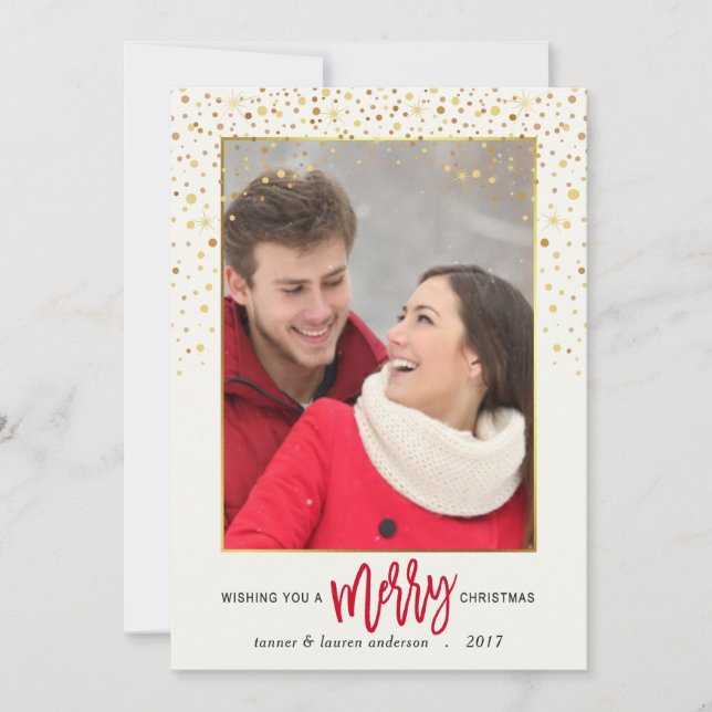 Joyeux Noël Confetti Carte Appartement Photo Fête (Devant)