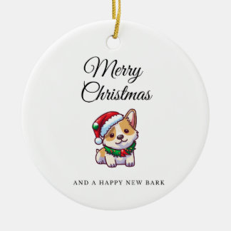 Joyeux Noël corgi ornement céramique