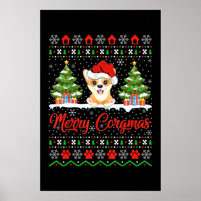 Joyeux Noël Corgmas Bonnet Poster (Vorne)