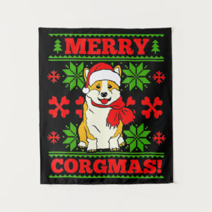 Joyeux Noël Corgmas Corgi Dog Wandteppich