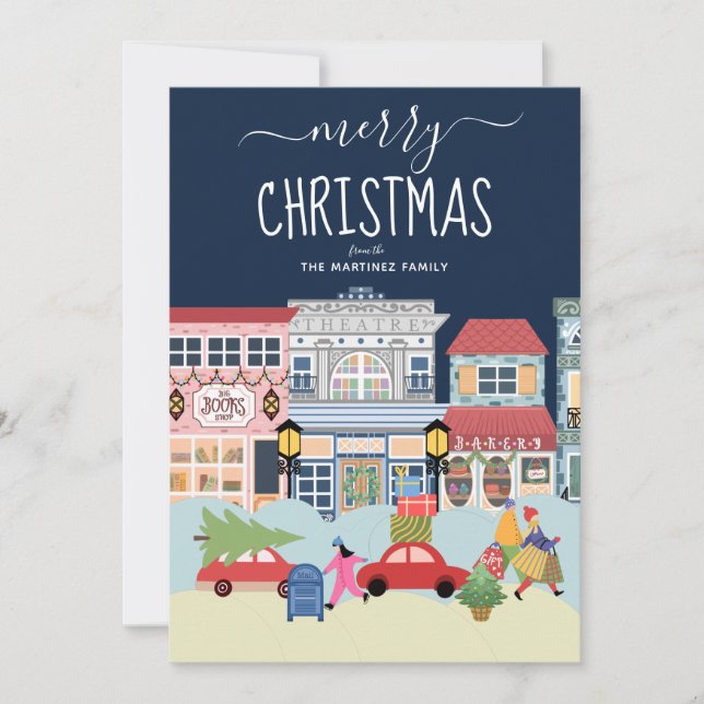 Joyeux Noël Cosy Street Scene Carte de vacances (Devant)