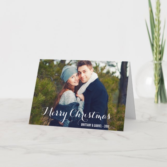 Joyeux Noël Couple Photo Panier Carte W (Devant)