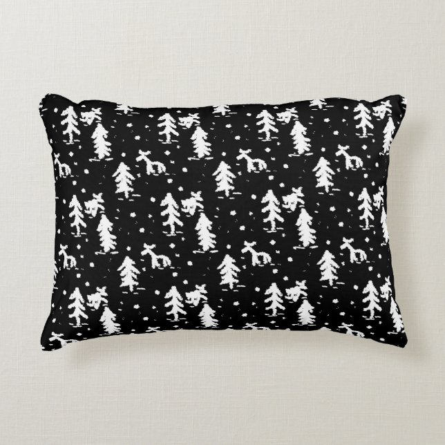 Joyeux Noël! Coussin Accent noir et blanc (Devant)