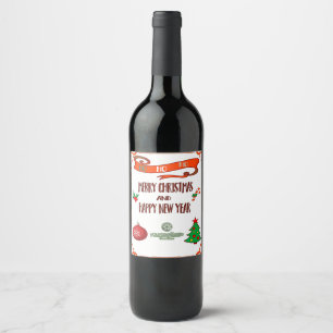 Joyeux Noël Custom Étiquette bouteille de vin