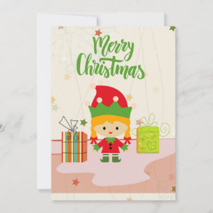 Joyeux Noël Cute Elf Cadeaux Carte de vacances