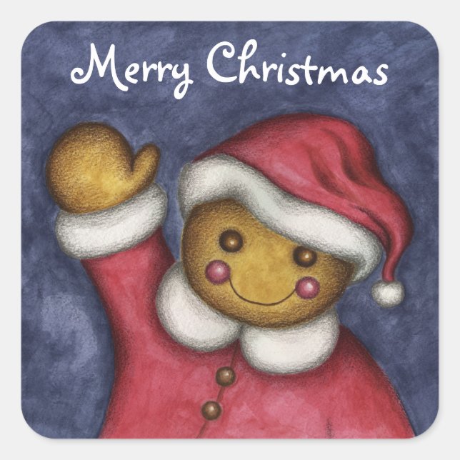 Joyeux Noël Cute pain d'épices Cookie Stickers (Devant)