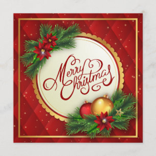 Joyeux Noël d'argent et de rouge Invitation