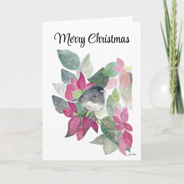 Joyeux Noël Dark Eyed Junco Carte de vacances aux  (Devant)
