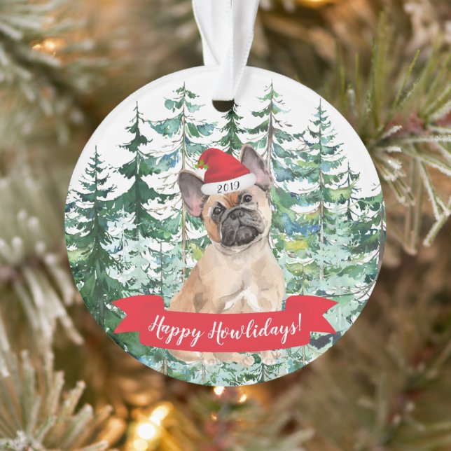 Joyeux Noël de chien de taureau français (Arbre)