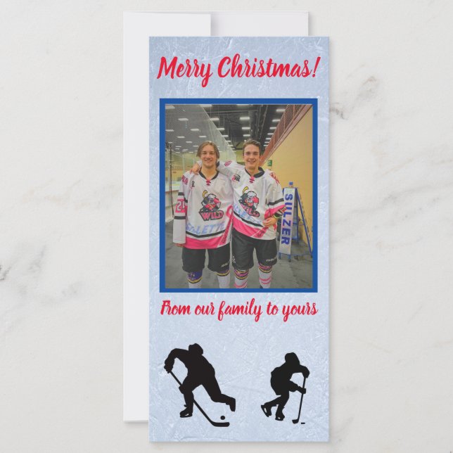 Joyeux Noël de hockey carte plat verticale (Devant)
