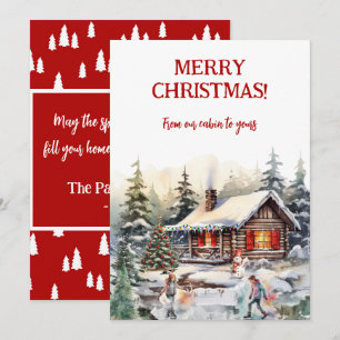 Joyeux Noël de la carte de vœux de la cabane