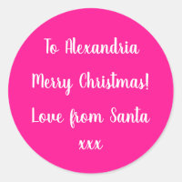 Joyeux Noël de Père Noël Hot Pink Étiquette cadeau