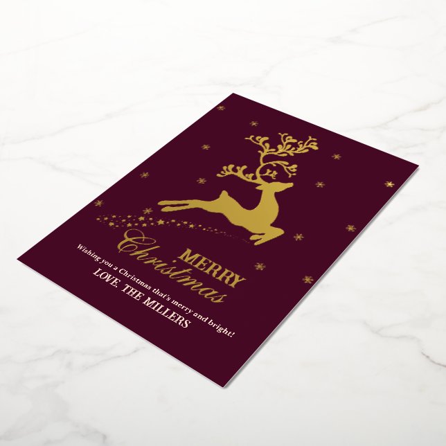 Joyeux Noël Deer Foil Carte de vacances (Rotation)