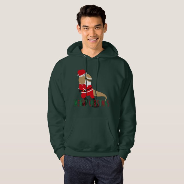 joyeux noël dinosaur santa claus sweat - shirts à  (Devant entier)
