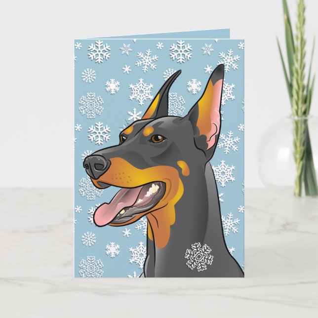 Joyeux Noël Doberman Chien Carte personnalisable (Devant)