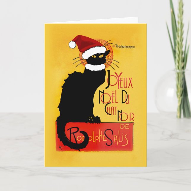 Joyeux Noël Du Chat Noir Feiertagskarte (Vorderseite)