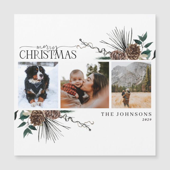 Joyeux Noël Dusty Winter Holiday Card Magnet (Devant)