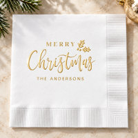 Joyeux Noël écriture élégante en or Nom de famille