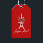 Joyeux Noël Eiffel Tower Christmas Bow Red & White Geschenkanhänger<br><div class="desc">Fügen Sie Ihren Urlaubsgeschenken eine Touch Pariser Charme mit diesem festlichen "Joyeux Noël" Geschenktag hinzu. Mit einer wunderschön detaillierten Abbildung des Eiffelturms mit einem klassischen karierten Bogen bringt dieses Tag einen stilvollen französischen Flair in Ihre Weihnachtsverpackung. Set vor einem lebendigen, roten Hintergrund, das elegante Skript fügt einen herzlichen Urlaub Gruß,...</div>