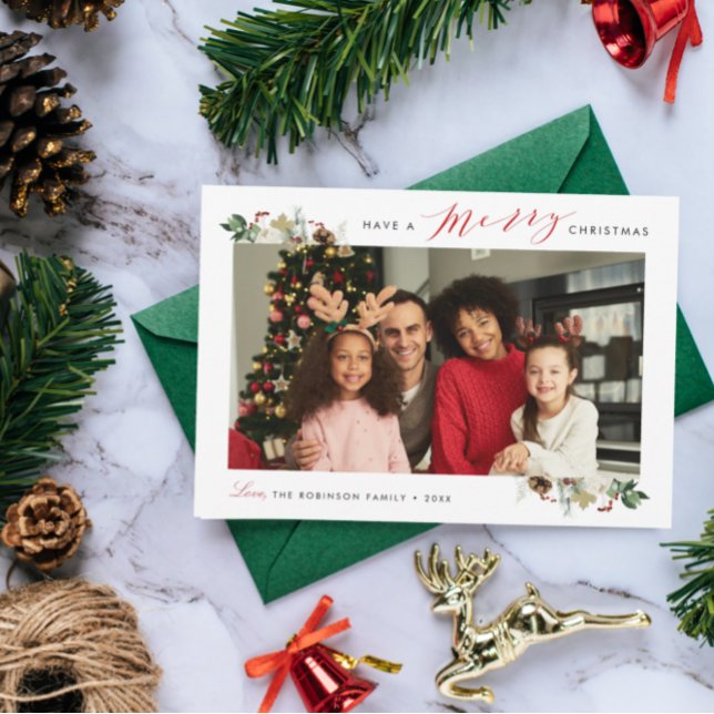 joyeux noël élégant floral photo carte de vacances (Créateur téléchargé)