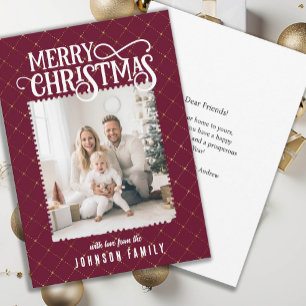 Joyeux Noël! Élégant Motif Carte photo rouge