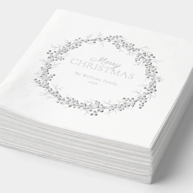 Joyeux Noël Elégante Wreath Simple Party Argent (Détail)