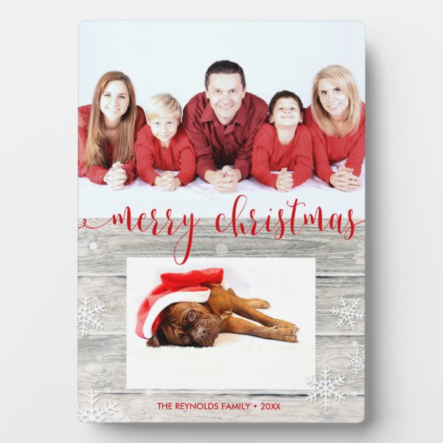 Joyeux Noël en bois rustique - Plaque photo (Devant)
