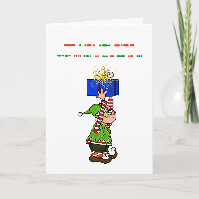 Joyeux Noël en Morse Carte Code avec Elf (Devant)