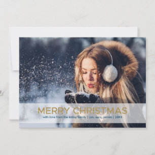 Joyeux Noël en or, Carte de vacances photo unique