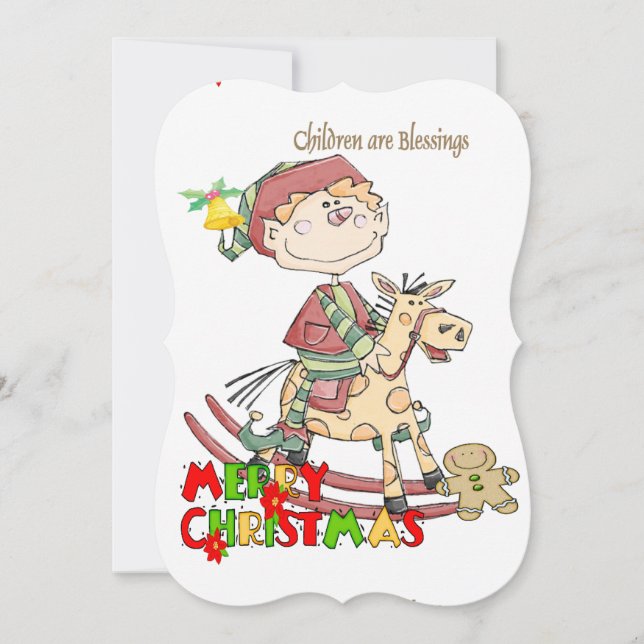 Joyeux Noël Enfants Bless Carte de voeux plat (Devant)