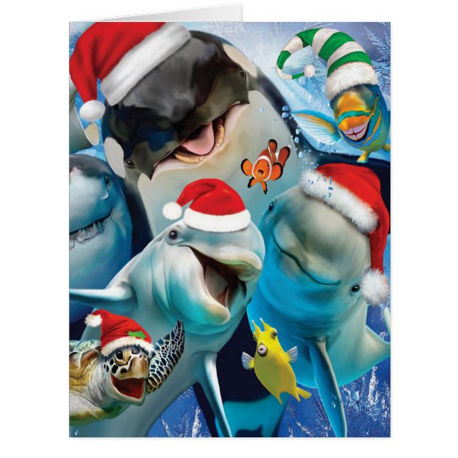 Joyeux Noël enorme à la carte de Noël de zoo (Devant)
