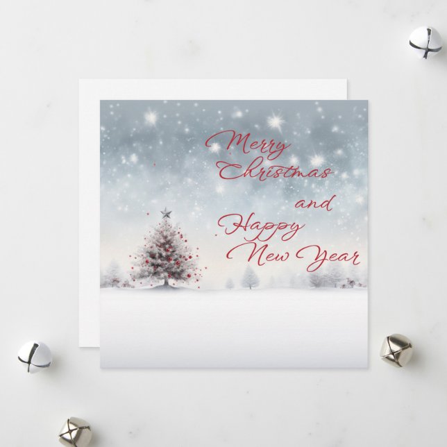 Joyeux Noël et bonne nouvelle année carte de voeux (Devant/Arrière en situation)