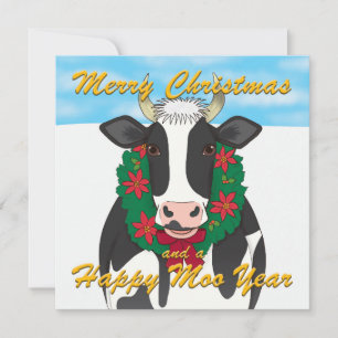 Joyeux Noël et une joyeuse carte de Noël Moo Year