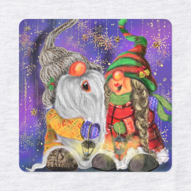 Joyeux Noël Étiquettes de couple de filles (Design 3)
