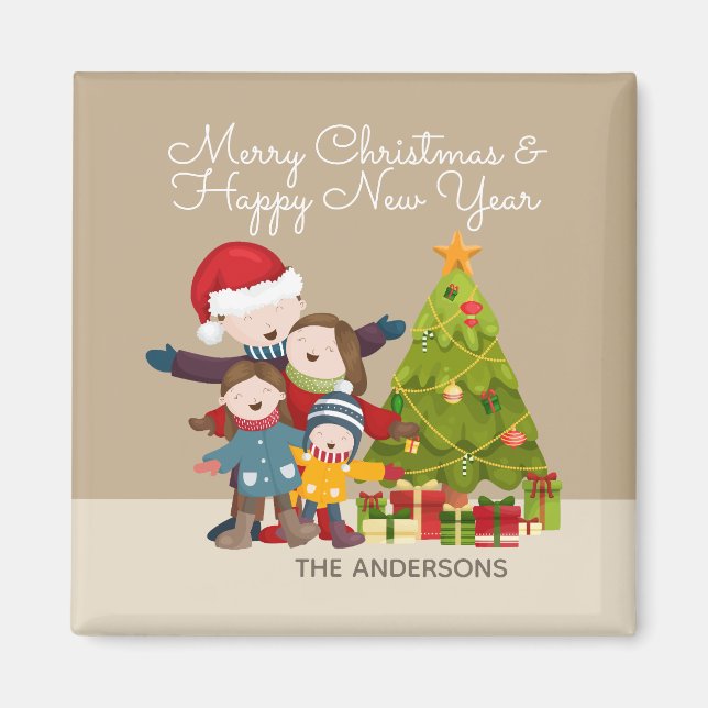 Joyeux Noël familial personnalisé | Magnet (Devant)