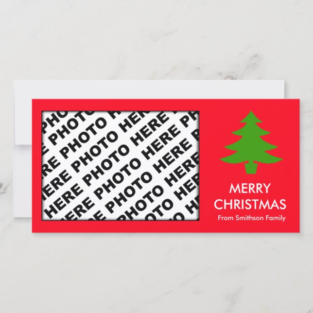Joyeux Noël Famille Carte photo Arbre Rouge (Devant)