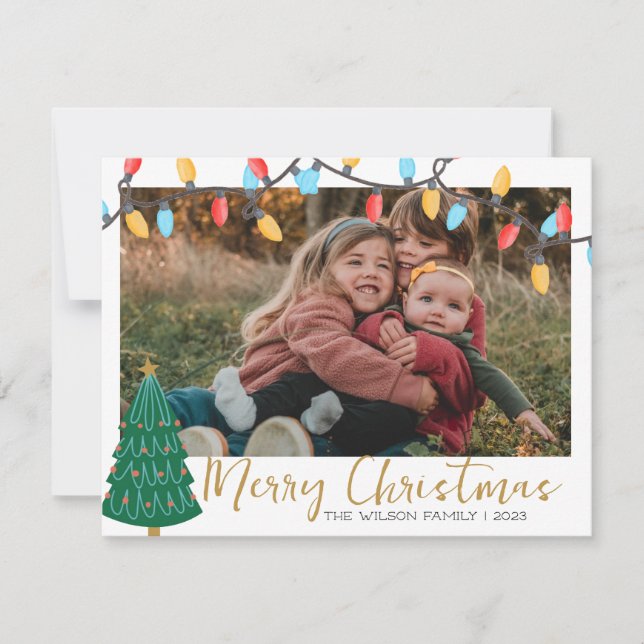 Joyeux Noël Famille Photo Carte de vacances (Devant)