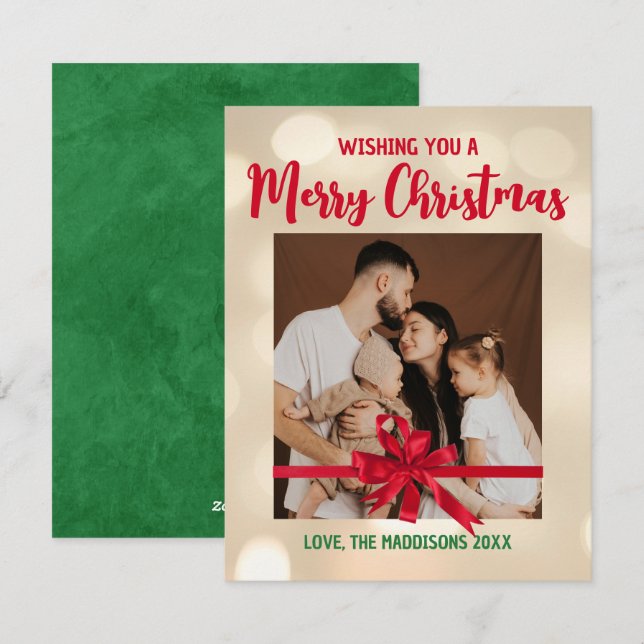 Joyeux Noël Famille Photo Carte de vacances (Devant / Derrière)