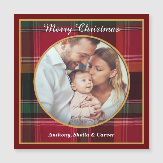 Joyeux Noël Famille Photo Carte magnétique (Devant)