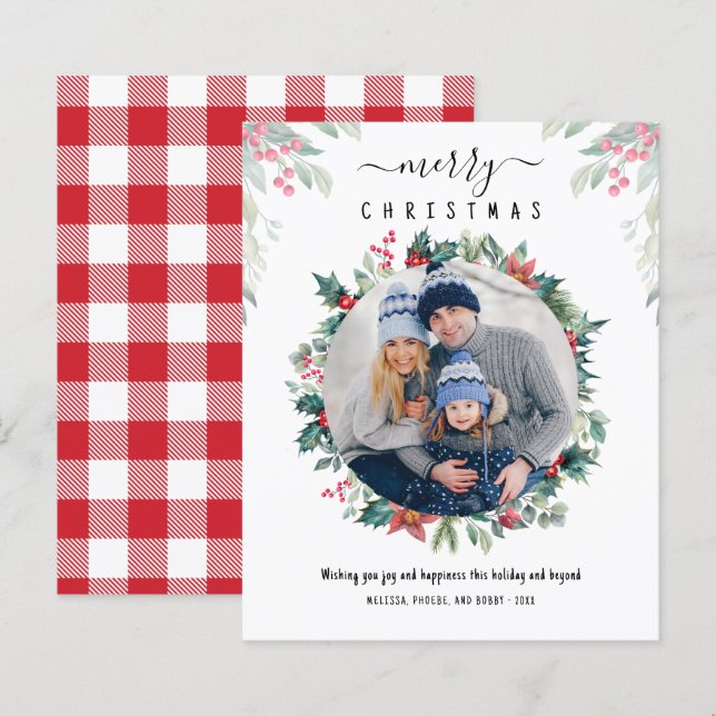 Joyeux Noël Famille Photo Carte Plaid (Devant / Derrière)