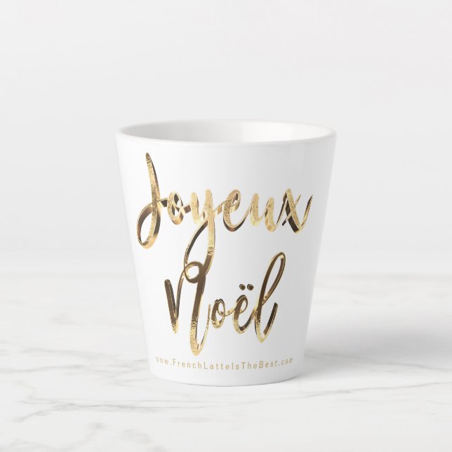 Joyeux Noel Faux Gold Script French Christmas Milchtasse (Vorderseite)