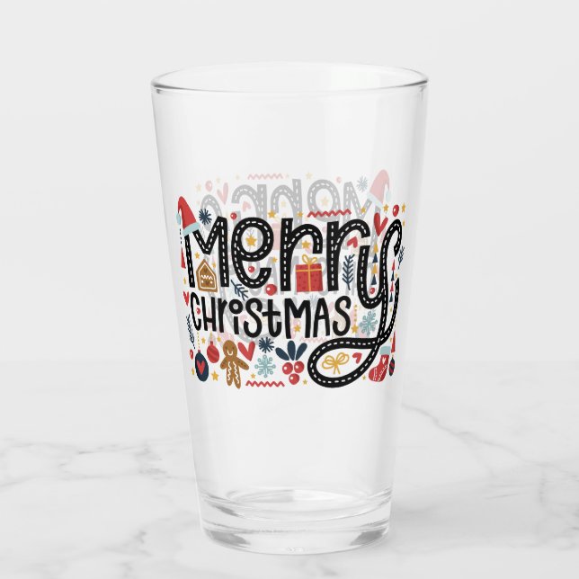 Joyeux Noël Festif Verre de pinte de vacances (Dos)