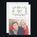 Joyeux Noël Feuillage Peint | Carte de Noël Feiertagskarte<br><div class="desc">Carte de Noël moderne Foto. Es gibt eine Speisekarte mit einem Fleurs-Peintes und einem Foto,  der mit Textilien und anderen Zutaten gefüllt ist.</div>