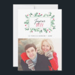 Joyeux Noël Feuillage Peint | Carte de Noël Feiertagskarte<br><div class="desc">Carte de Noël moderne Foto. Es gibt eine Speisekarte mit einem Fleurs-Peintes und einem Foto,  der mit Textilien und anderen Zutaten gefüllt ist.</div>