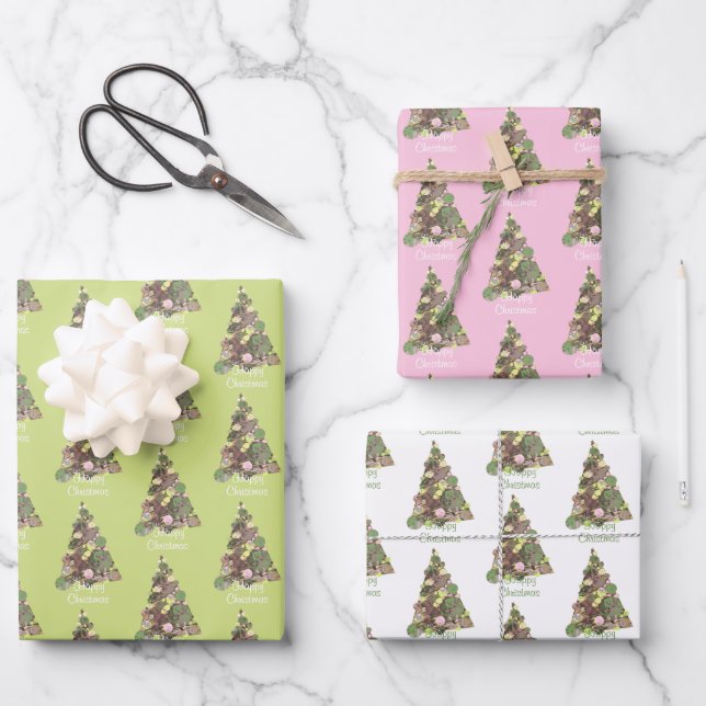 Joyeux Noël Feuille Abstrait Arbre Vacances Wrappi (Recto)