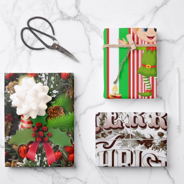 Joyeux Noël Feuilles d'enveloppement Papier (Recto)