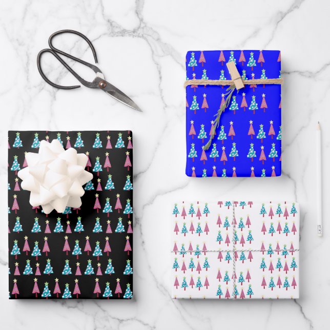 Joyeux Noël Feuilles Envelopper Papier (Recto)